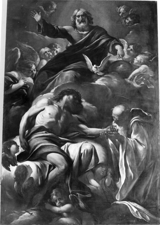 Trinit&agrave; e S. Bernardo (dipinto) by Brandi Giacinto (attribuito) (sec. XVI